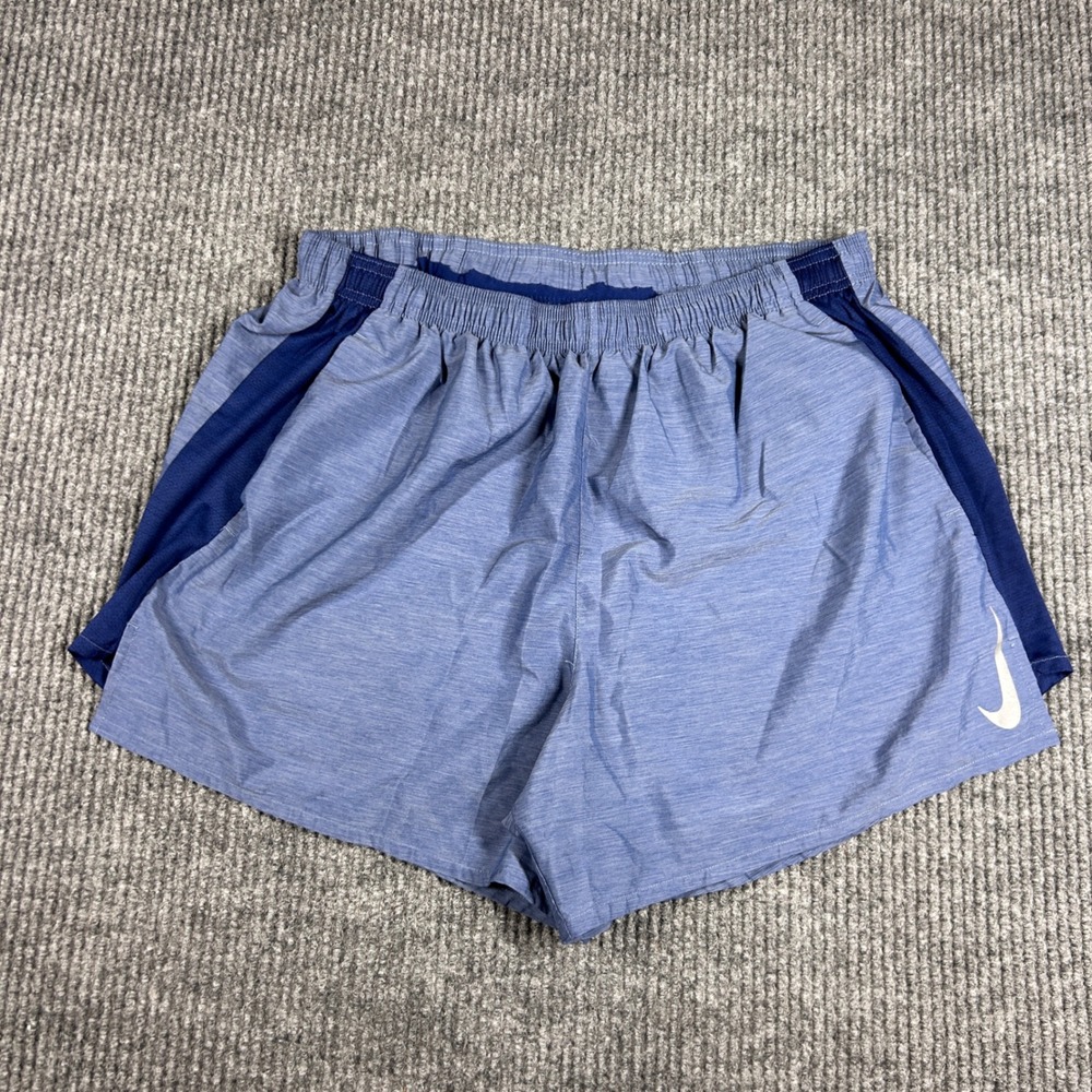Nike Shorts Men's L Blue Heathered Running Elastic Waist Back Pocket Linerless
